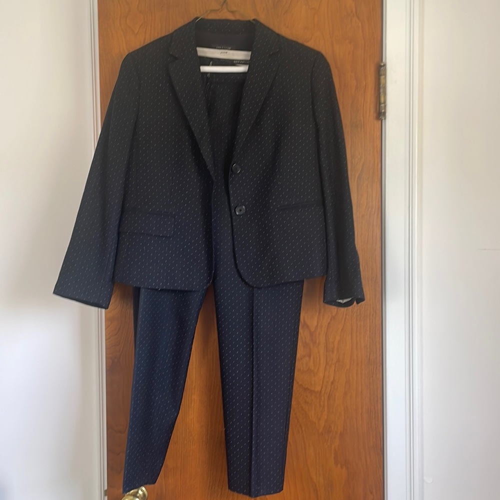 Ann Taylor Navy Pindot Suit.